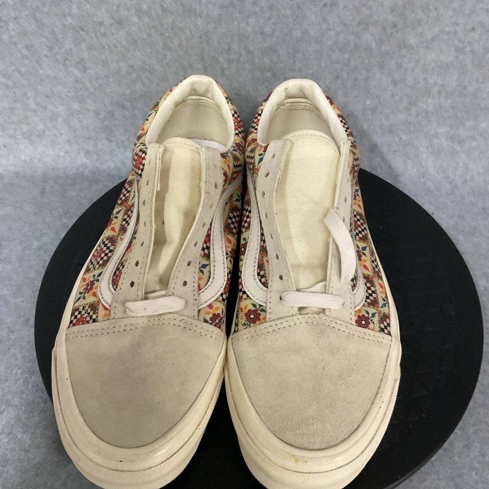 Vans Old Skool Patchwork Floral Checkered Cream Suede Low Top Womens 9.5 - Picture 5 of 6